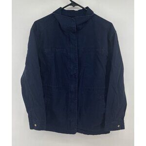 Old Navy Women's Medium Biker Collared Denim Jean Jacket Zip Snap Preppy 6-8